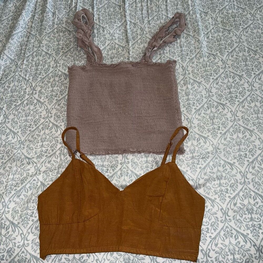 Aerie smocked bundle nude tan bralette and tube top size S